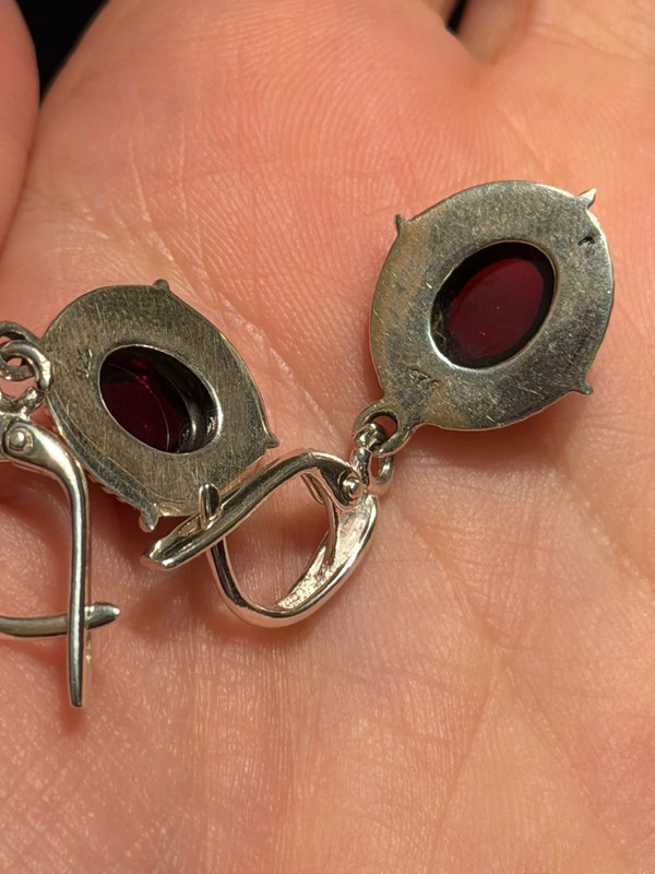 Incredible vintage sterling silver earth natural garnet #34