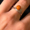 New amber Sterling silver ring Uk size N#110