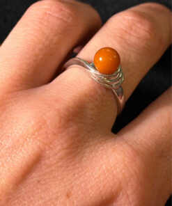 New amber Sterling silver ring Uk size N#110