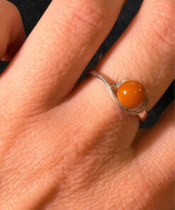 New amber Sterling silver ring Uk size N
