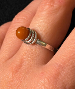 New amber Sterling silver ring Uk size N#110