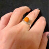 New amber Sterling silver ring Uk size N#110