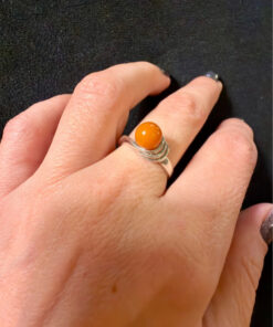 New amber Sterling silver ring Uk size N