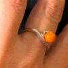 New amber Sterling silver ring Uk size N#110