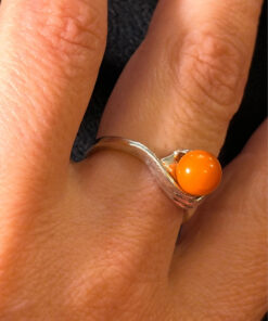 New amber Sterling silver ring Uk size N
