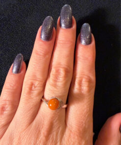 New amber Sterling silver ring Uk size N