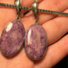 Massive vintage silver earrings with natural rhodolite#23