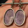 Massive vintage silver earrings with natural rhodolite#23