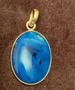 Silver pendant with natural blue agate #51