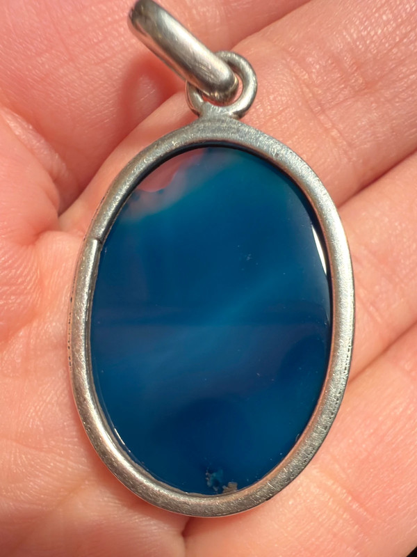 Silver pendant with natural blue agate #51