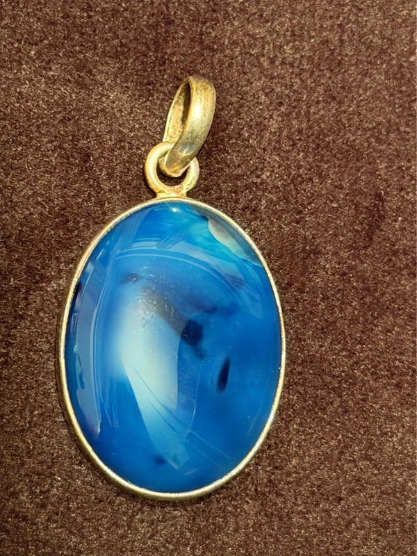Silver pendant with natural blue agate #51