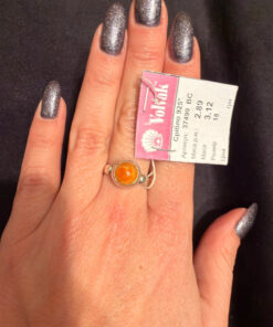 New Sterling silver ring with Baltic amber Uk size Q#51