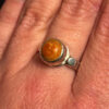 New Sterling silver ring with Baltic amber Uk size Q#51