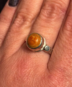 New Sterling silver ring with Baltic amber Uk size Q#51