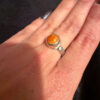 New Sterling silver ring with Baltic amber Uk size Q#51