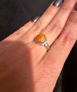 New Sterling silver ring with Baltic amber Uk size Q