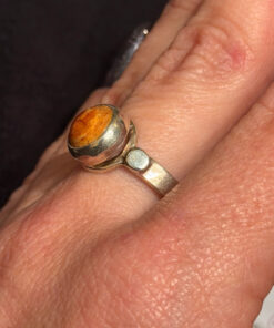 New Sterling silver ring with Baltic amber Uk size Q