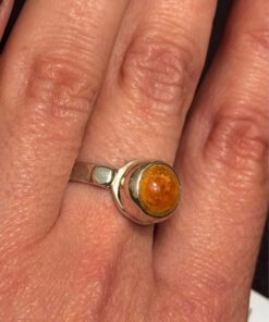 New Sterling silver ring with Baltic amber Uk size Q