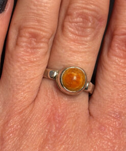 New Sterling silver ring with Baltic amber Uk size Q