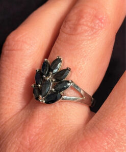 A stunning silver ring with deep blue natural sapphires, size N  #51.
