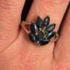 A stunning silver ring with deep blue natural sapphires, size N  #51.