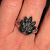 A stunning silver ring with deep blue natural sapphires, size N  #51.
