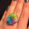 Amazing Natural Solar Crystal Quartz Sterling silver ring size N, Rainbow