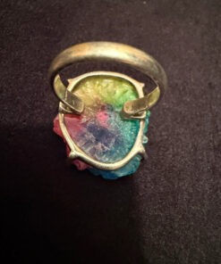 Amazing Natural Solar Crystal Quartz Sterling silver ring size N, Rainbow