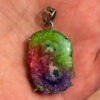Amazing Natural Solar Crystal Quartz Sterling silver pendant, Rainbow Solar Quartz