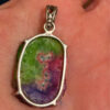 Amazing Natural Solar Crystal Quartz Sterling silver pendant, Rainbow Solar Quartz