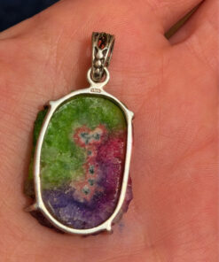 Amazing Natural Solar Crystal Quartz Sterling silver pendant, Rainbow Solar Quartz