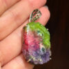 Amazing Natural Solar Crystal Quartz Sterling silver pendant, Rainbow Solar Quartz