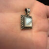 Vintage Deco Marcasite 925 Sterling Silver Mother of Pearl Pendant