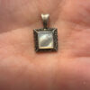 Vintage Deco Marcasite 925 Sterling Silver Mother of Pearl Pendant