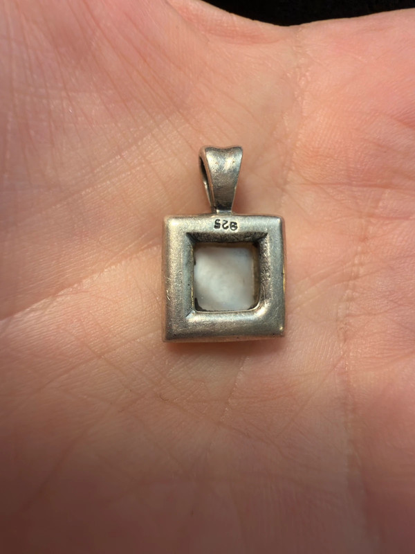 Vintage Deco Marcasite 925 Sterling Silver Mother of Pearl Pendant