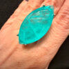 Incredible natural aquamarine silver ring, size O.