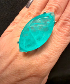 Incredible natural aquamarine silver ring, size O