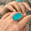 Incredible natural aquamarine silver ring, size O.