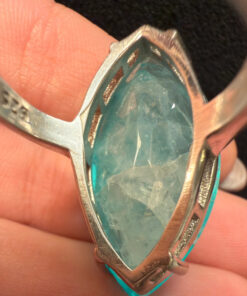 Incredible natural aquamarine silver ring, size O