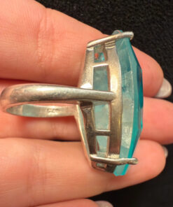 Incredible natural aquamarine silver ring, size O