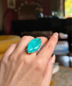 Incredible natural aquamarine silver ring, size O