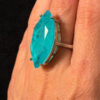 Incredible natural aquamarine silver ring, size O.