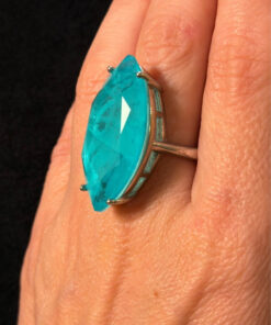 Incredible natural aquamarine silver ring, size O