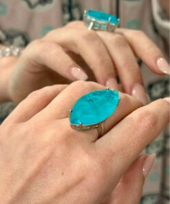 Incredible natural aquamarine silver ring, size O.