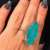 Incredible natural aquamarine silver ring, size O.