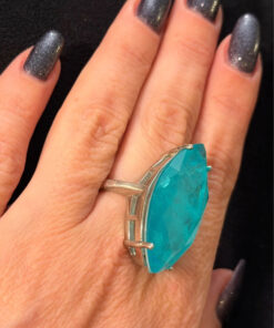 Incredible natural aquamarine silver ring, size O