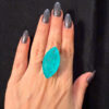 Incredible natural aquamarine silver ring, size O.