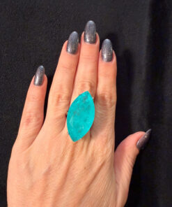 Incredible natural aquamarine silver ring, size O