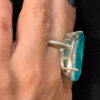 Incredible natural aquamarine silver ring, size O.