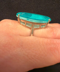 Incredible natural aquamarine silver ring, size O